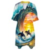 M3838 V-Neck Ruffle-Sleeve Dress