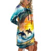 M3837 Women's Drawstring Hooded Pocket Dress