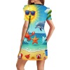 M3806 Round-Neck Puff-Sleeve Short-Sleeved Dress